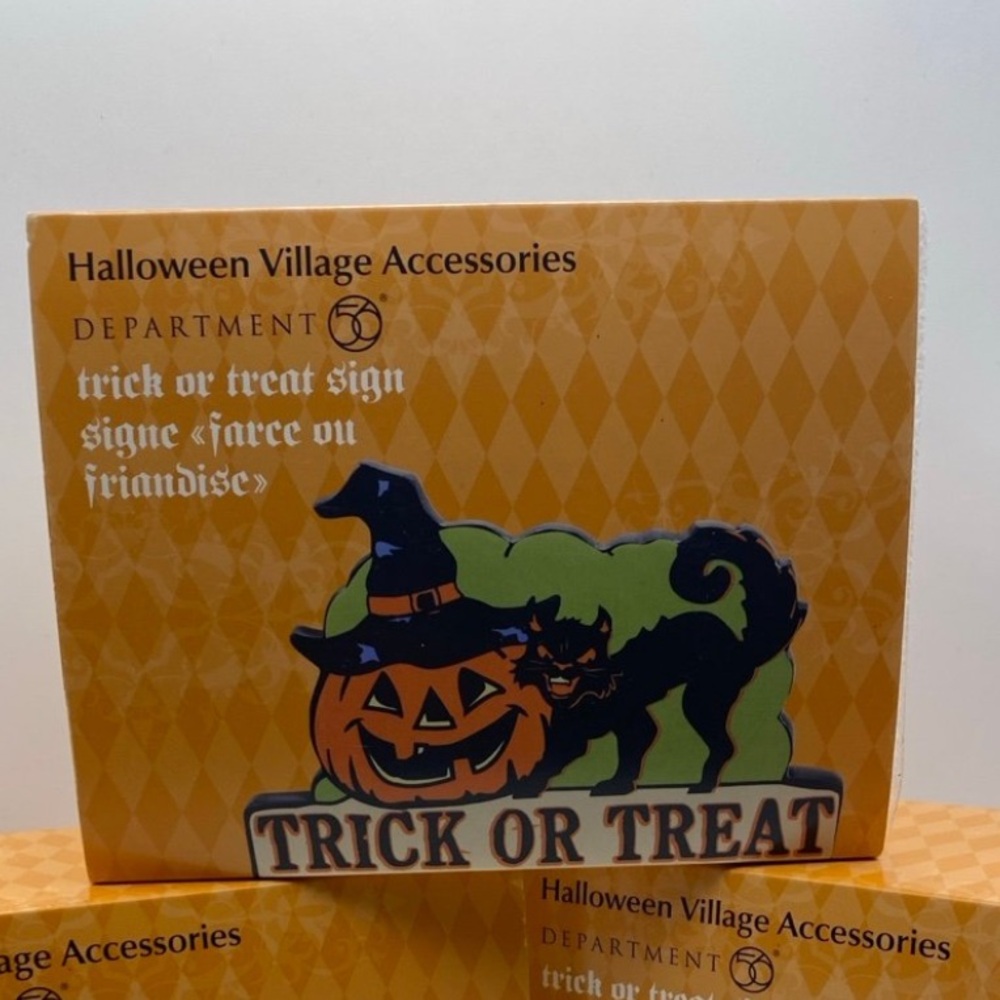 Department 56 Halloween Trick or Treat Sign - Orange and Black